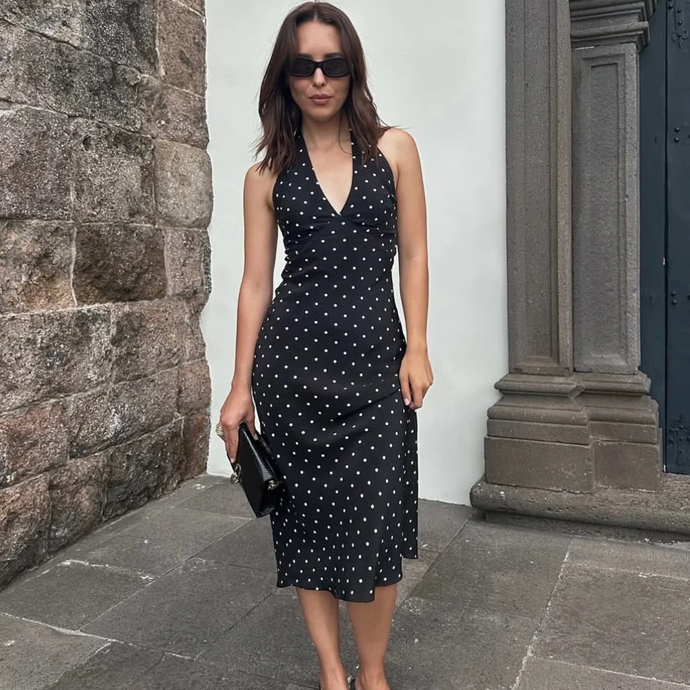 Tuularose Polka Dot Hanging Neck Long Dress Women Elegant Strapless Sexy Lace-up Sleeveless Backless Fashion Club Party Dresses
Tuularose Polka Dot Hanging Neck Long Dress Women Elegant Strapless Sexy Lace-up Sleeveless Backless Fashion Club Party Dresses