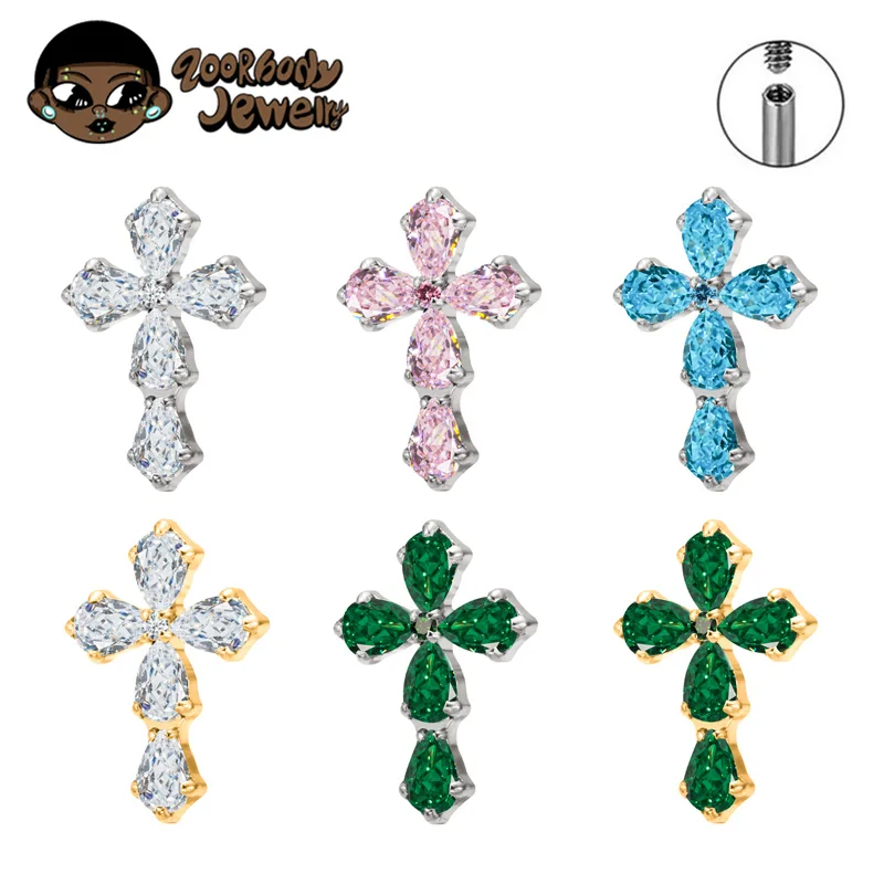 F136 TItanium Hip Hop Cross Piercing Internal Thread Lab Luxury Cubic Zirconia Earring Punk Gothic Flat Helix Lobe Piercing Lip
F136 TItanium Hip Hop Cross Piercing Internal Thread Lab Luxury Cubic Zirconia Earring Punk Gothic Flat Helix Lobe Piercing Lip