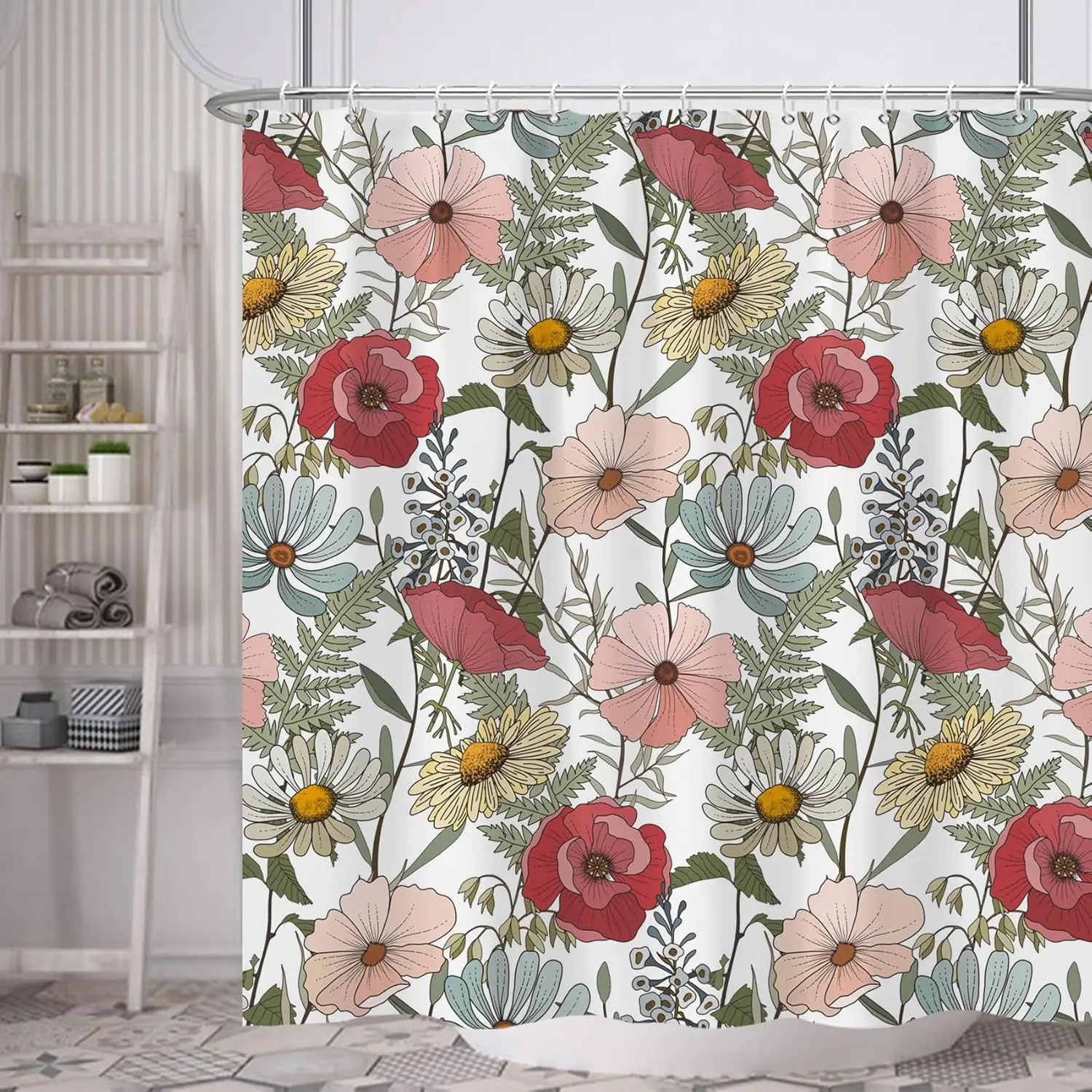 Garden Floral Shower Curtain Spring Vintage Rustic Country Botanical Wild Flower Bath Curtain with Hooks for Bathroom Bathtub
Garden Floral Shower Curtain Spring Vintage Rustic Country Botanical Wild Flower Bath Curtain with Hooks for Bathroom Bathtub