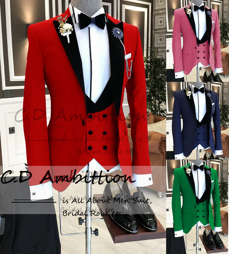 Coat Pant Design Latest Red Suit For Men 3 Piece Slim Fit Black Velvet Lapel Tuxedos Groom's Wedding Blazer Hombre Prom Jacket
Coat Pant Design Latest Red Suit For Men 3 Piece Slim Fit Black Velvet Lapel Tuxedos Groom's Wedding Blazer Hombre Prom Jacket