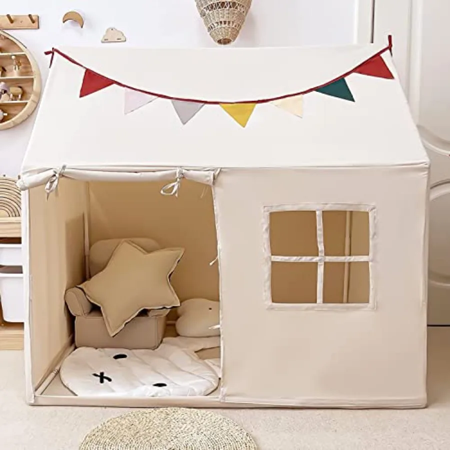 Indoor Playhouse for Large Tent with Pennant Banners Soft Polyester Tent in Pastel Colors Durable and Safe Play Toy for Toddler
Indoor Playhouse for Large Tent with Pennant Banners Soft Polyester Tent in Pastel Colors Durable and Safe Play Toy for Toddler