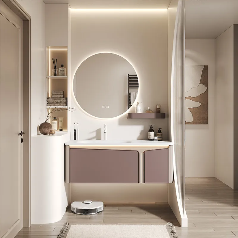 Modern bathroom cabinet combination cream wind wash table rock slab hot bending integrated partial basin toilet wash table
Modern bathroom cabinet combination cream wind wash table rock slab hot bending integrated partial basin toilet wash table