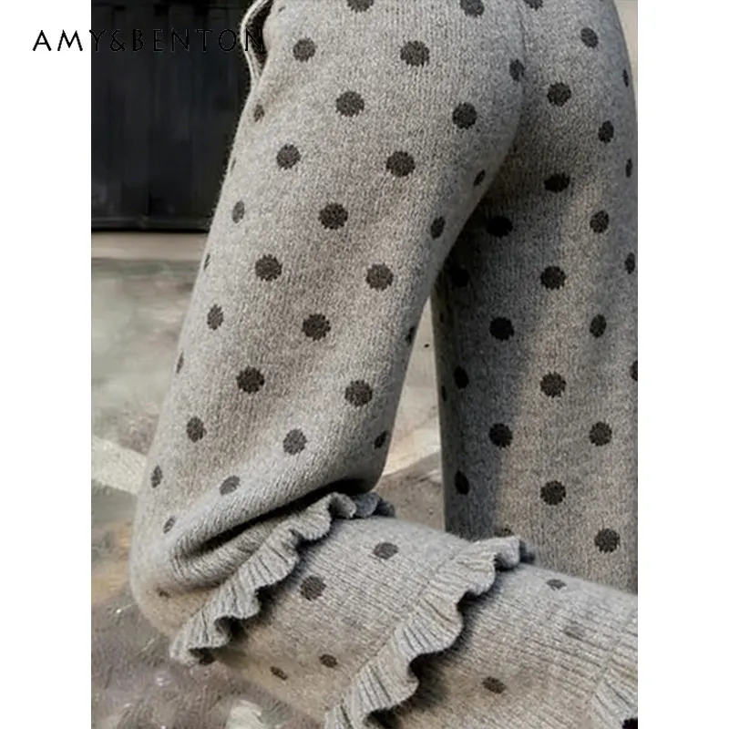 2025 Winter Gray Polka Dot Knitted Women's Bell-bottoms French Retro Design Commuter Thickened Slimming Wide-Leg Pants Ladies
2025 Winter Gray Polka Dot Knitted Women's Bell-bottoms French Retro Design Commuter Thickened Slimming Wide-Leg Pants Ladies