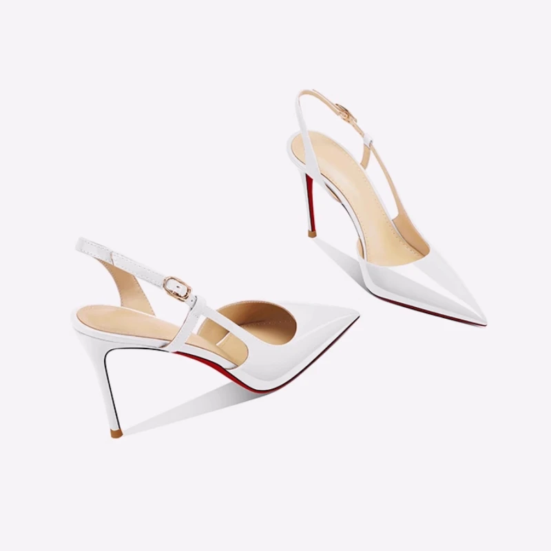 White patent leather one-piece high-heeled shoes for women in the summer of 2025, with pointed and thin toe toe toe sandals
White patent leather one-piece high-heeled shoes for women in the summer of 2025, with pointed and thin toe toe toe sandals