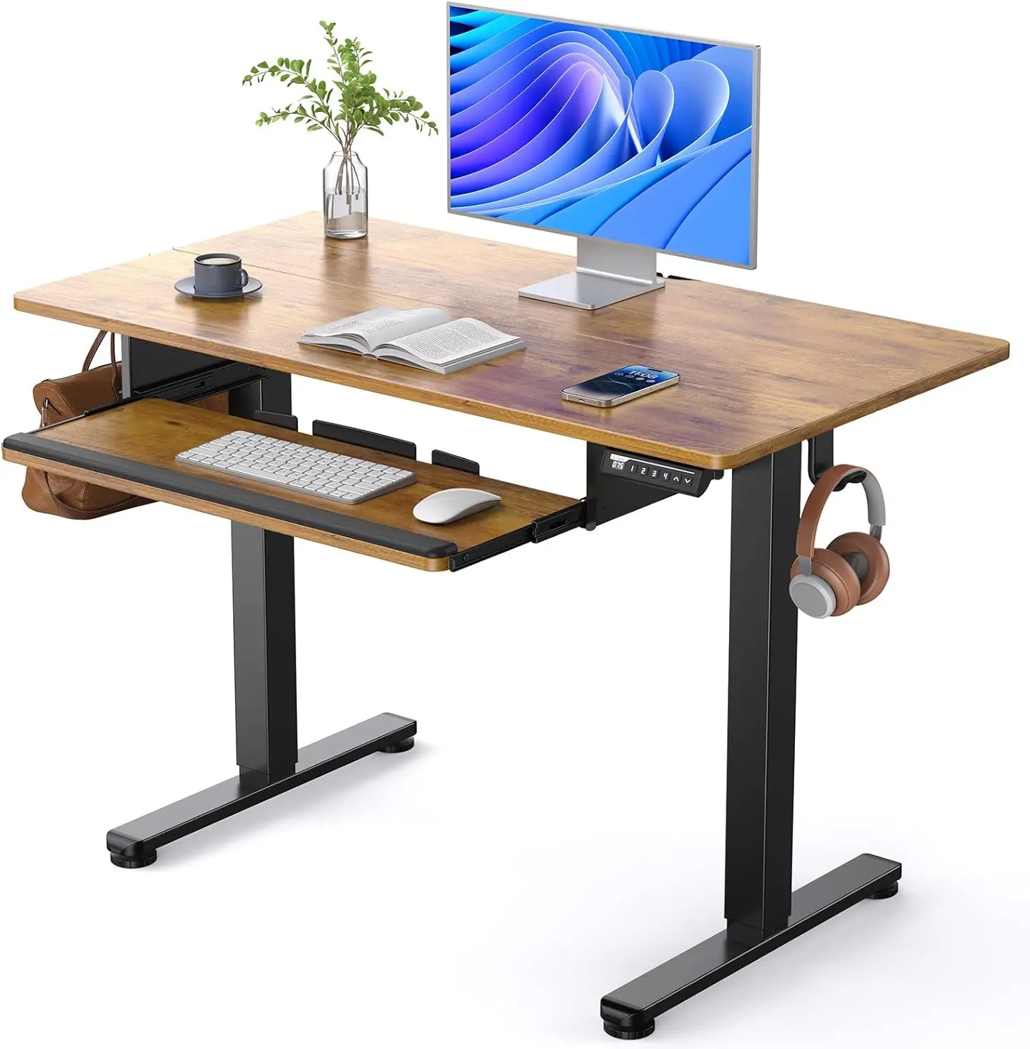 Electric Standing Desk with Keyboard Tray, 44x24 Inches Adjustable Height Sit Stand Up Desk, Home Office Computer Workstation, Vintage Brown
Electric Standing Desk with Keyboard Tray, 44x24 Inches Adjustable Height Sit Stand Up Desk, Home Office Computer Workstation, Vintage Brown