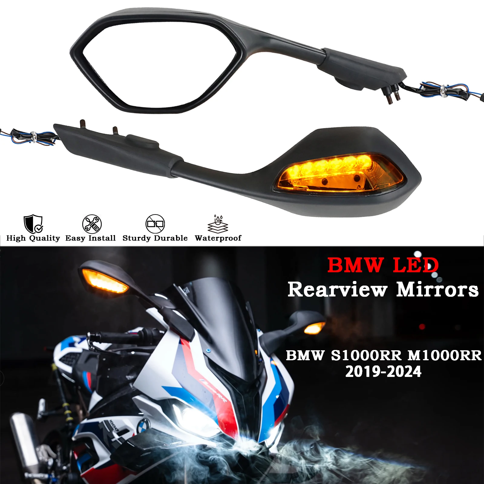For BMW S1000RR M1000RR Motorcycle Rearview Mirror LED Turn Signal Light S1000RR Indicator Rear Mirror LED Side Mirror 2019-2024
For BMW S1000RR M1000RR Motorcycle Rearview Mirror LED Turn Signal Light S1000RR Indicator Rear Mirror LED Side Mirror 2019-2024