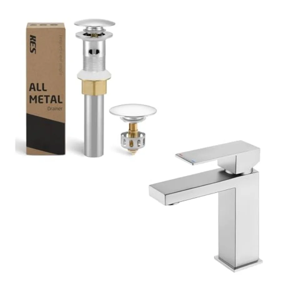 KES Baroom Sink Drain wi Strainer Basket Hair cher Baroom Faucet Single Handle Modern S203A-CH-N+L356ALF-BS
KES Baroom Sink Drain wi Strainer Basket Hair cher Baroom Faucet Single Handle Modern S203A-CH-N+L356ALF-BS