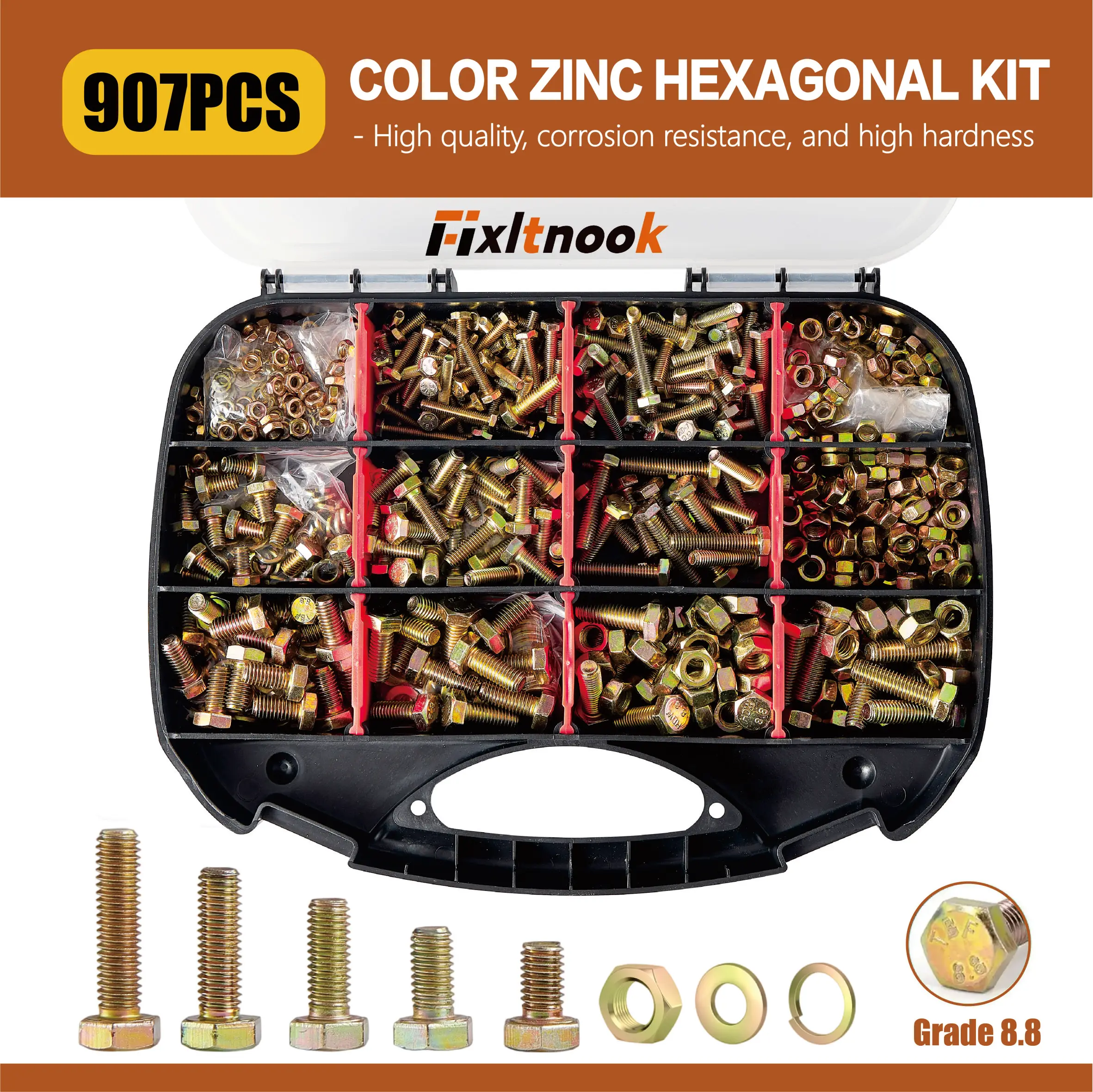 907 шт., комбинация метрических болтов класса 8,8, комплект сверхпрочных болтов и гаек M4 M5 M6 M8, с покрытием желтым цинком
907 шт., комбинация метрических болтов класса 8,8, комплект сверхпрочных болтов и гаек M4 M5 M6 M8, с покрытием желтым цинком