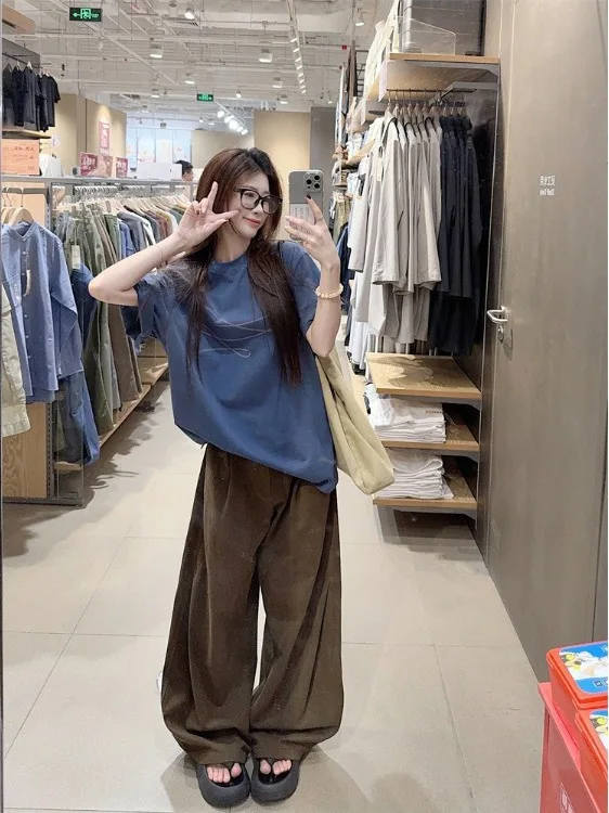 Blue Short Sleeve T-Shirt Women's Loose Wide Leg Pants Long Pants Two Piece Set Spring Fashionable Casual Wear Comfortable
Blue Short Sleeve T-Shirt Women's Loose Wide Leg Pants Long Pants Two Piece Set Spring Fashionable Casual Wear Comfortable