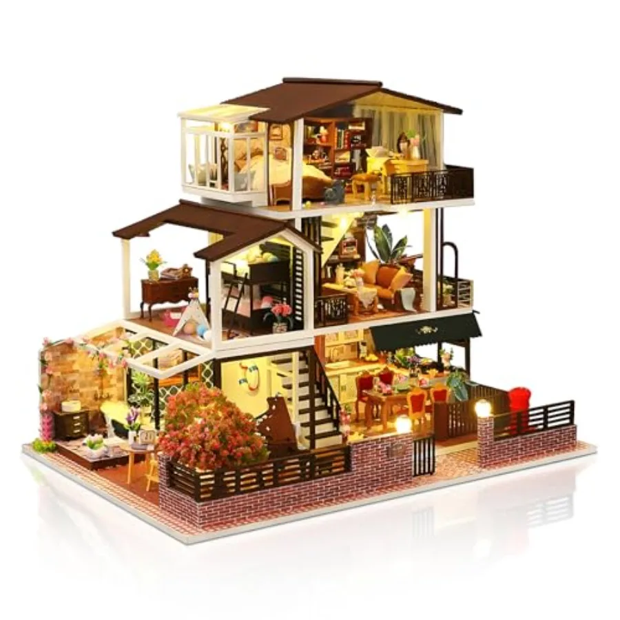 DIY Miniature House Kit for Home Decoration, 3D Wooden European Retro Villa in Warm Brown, Dustproof Cover Music Movement Inclu
DIY Miniature House Kit for Home Decoration, 3D Wooden European Retro Villa in Warm Brown, Dustproof Cover Music Movement Inclu