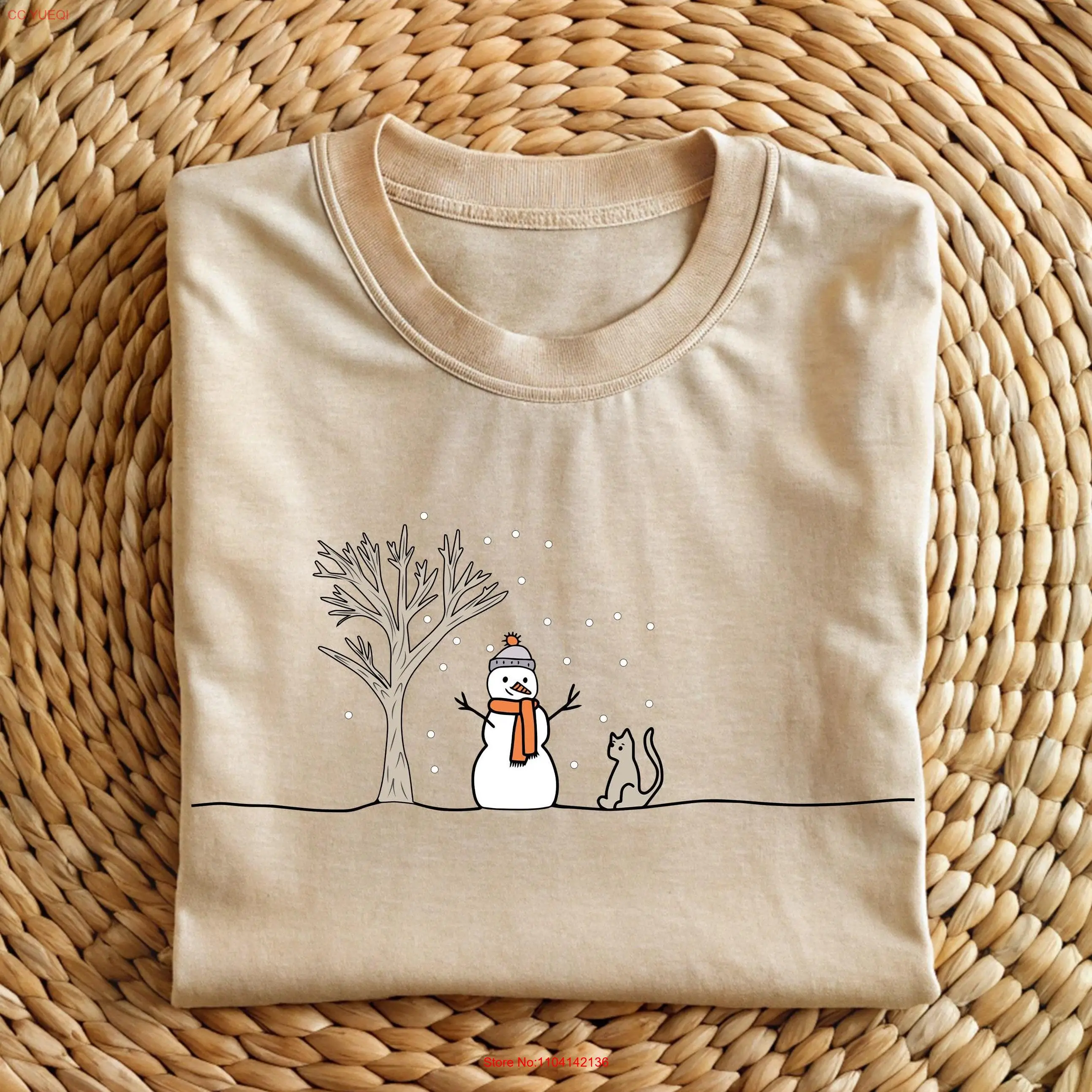 Рождественская футболка со снеговиком для женщин с круглым вырезом и длинными или короткими рукавами
Рождественская футболка со снеговиком для женщин с круглым вырезом и длинными или короткими рукавами