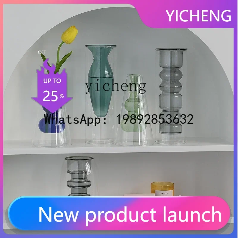 X2 Creative Nordic Art Glass Vase Ornament Living Room Flower Arrangement Desktop Water Flower Flower Set Minimalist Style
X2 Creative Nordic Art Glass Vase Ornament Living Room Flower Arrangement Desktop Water Flower Flower Set Minimalist Style