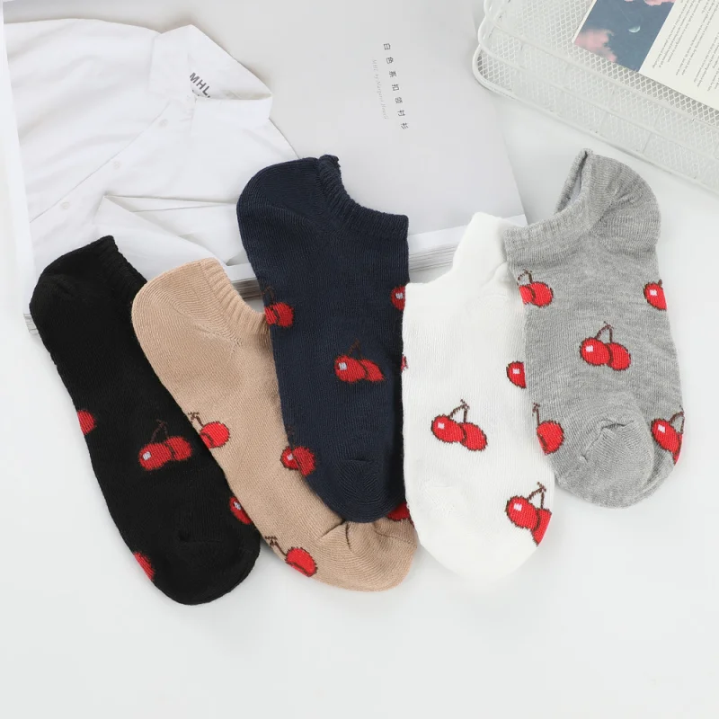 5/10 pairs of sweet cherry print shallow mouth boat socks breathable invisible short socks
5/10 pairs of sweet cherry print shallow mouth boat socks breathable invisible short socks