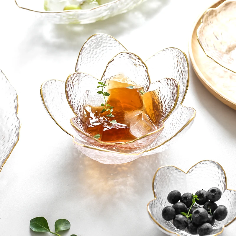 Gold Rimmed Glass Bowl Petal Hammered Pattern Dessert Bowl Bird's Nest Bowl Breakfast Bowl Plate European Style Court Wind
Gold Rimmed Glass Bowl Petal Hammered Pattern Dessert Bowl Bird's Nest Bowl Breakfast Bowl Plate European Style Court Wind