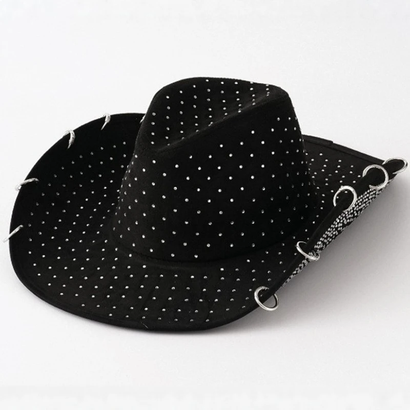 Trendy Y2K Style Western Cow Girl Hat Suede Fabric Unisex Fashion Design Full Drill Glitter Breathable Warm Sunshade Bell Caps
Trendy Y2K Style Western Cow Girl Hat Suede Fabric Unisex Fashion Design Full Drill Glitter Breathable Warm Sunshade Bell Caps