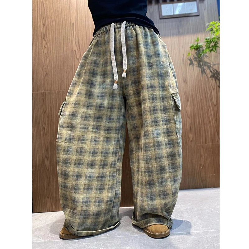 25 New Arrival Autumn Women Pocket Patchwork Full Length Pants Casual Loose Cotton Elastic Waist Plaid High Wide Leg Pants X180
25 New Arrival Autumn Women Pocket Patchwork Full Length Pants Casual Loose Cotton Elastic Waist Plaid High Wide Leg Pants X180