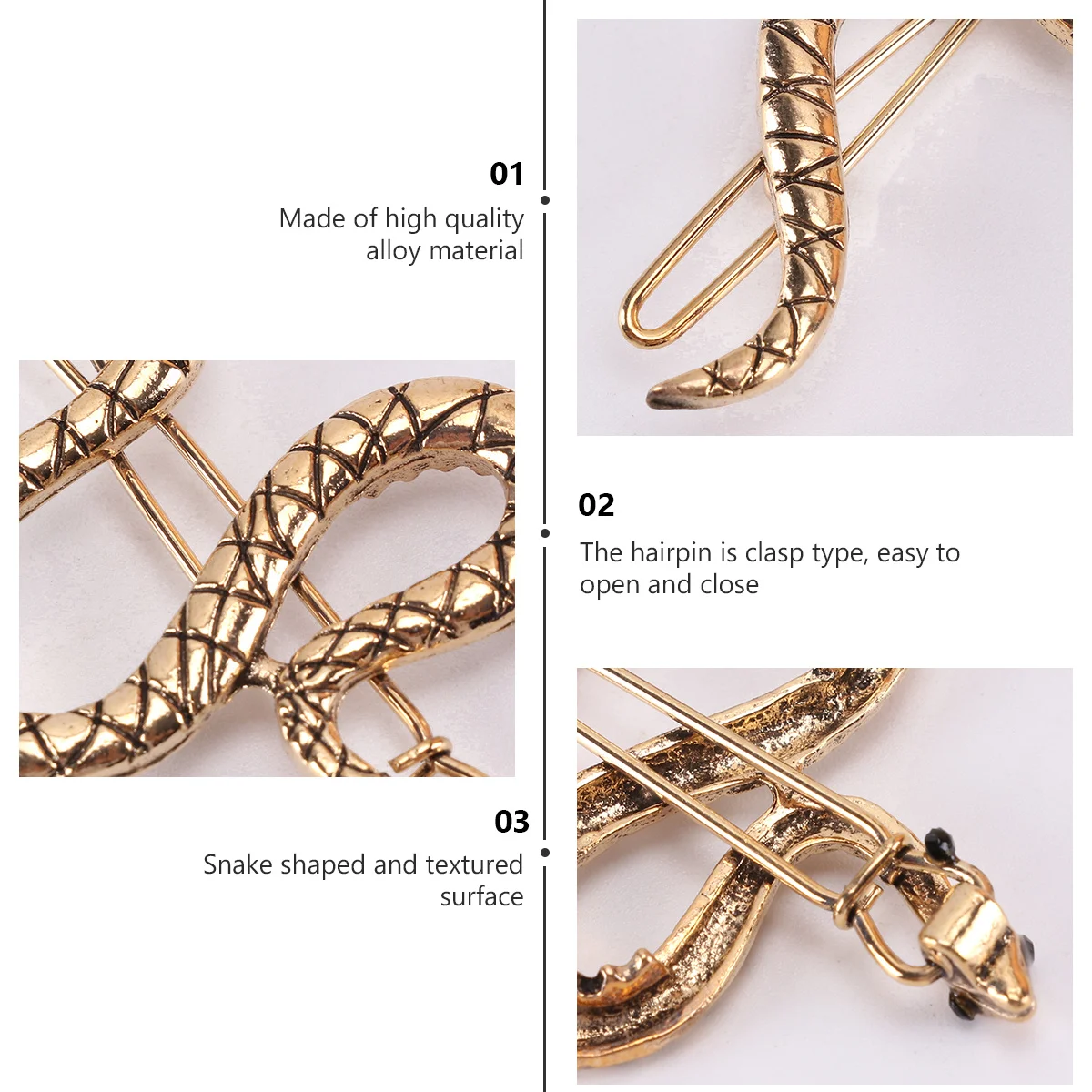 6pcs Alloy Hair Clips Shape Snake Design Non Slip Metal Hairpins For Women Vintage Party Wedding Daily Wear Accessory
6pcs Alloy Hair Clips Shape Snake Design Non Slip Metal Hairpins For Women Vintage Party Wedding Daily Wear Accessory