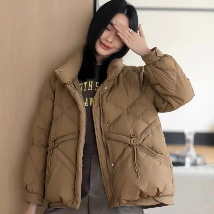 Korean Style Artistic Stand Up Collar Thickened Loose Slim Fit Versatile White Duck Down Warm Down Jacket for Women
Korean Style Artistic Stand Up Collar Thickened Loose Slim Fit Versatile White Duck Down Warm Down Jacket for Women