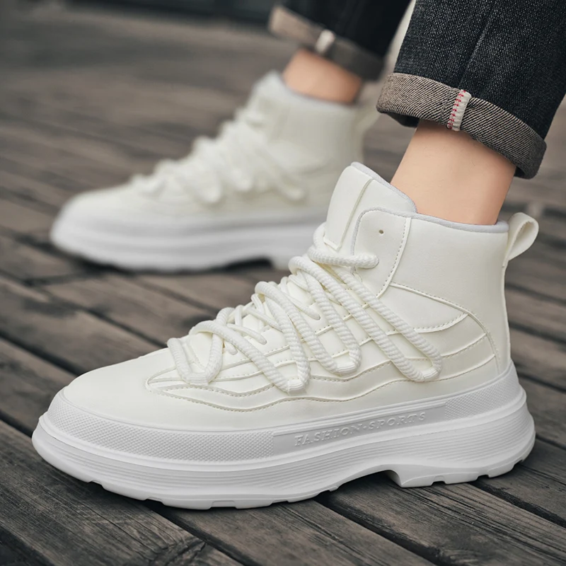 Повседневные парные ботинки, четырехсезонные мужские и женские высокие кожаные ботинки, модные уличные ботинки на толстой подошве, нескользящие большие размеры 
Повседневные парные ботинки, четырехсезонные мужские и женские высокие кожаные ботинки, модные уличные ботинки на толстой подошве, нескользящие большие размеры