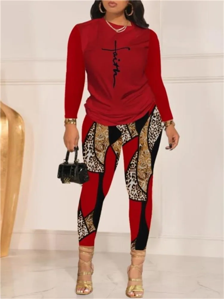 Autumn New Casual Two Piece Sets Women Fashion Letter Print O-neck Long Sleeve Outfits T-shirt Top Pencil Pants Suit Tracksuit
Autumn New Casual Two Piece Sets Women Fashion Letter Print O-neck Long Sleeve Outfits T-shirt Top Pencil Pants Suit Tracksuit