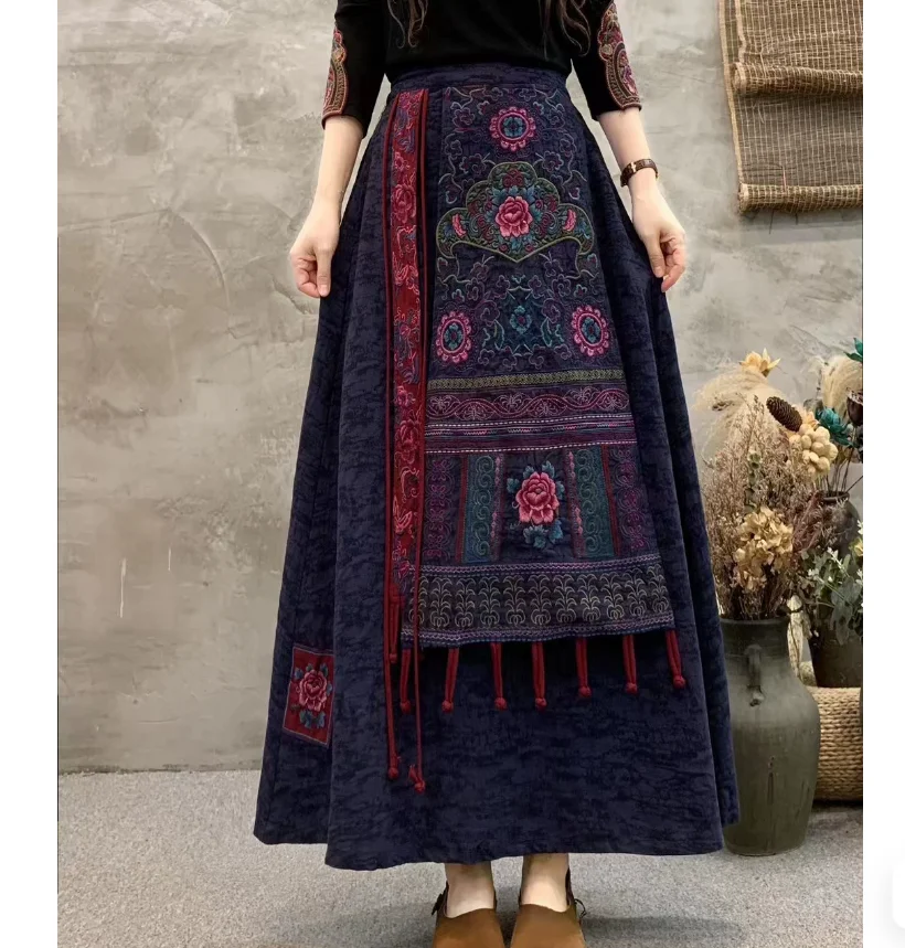 A/W Collection Vintage Ethnic Embroidered Fringe Mafengqun Cotton Linen Jacquard Skirt
A/W Collection Vintage Ethnic Embroidered Fringe Mafengqun Cotton Linen Jacquard Skirt