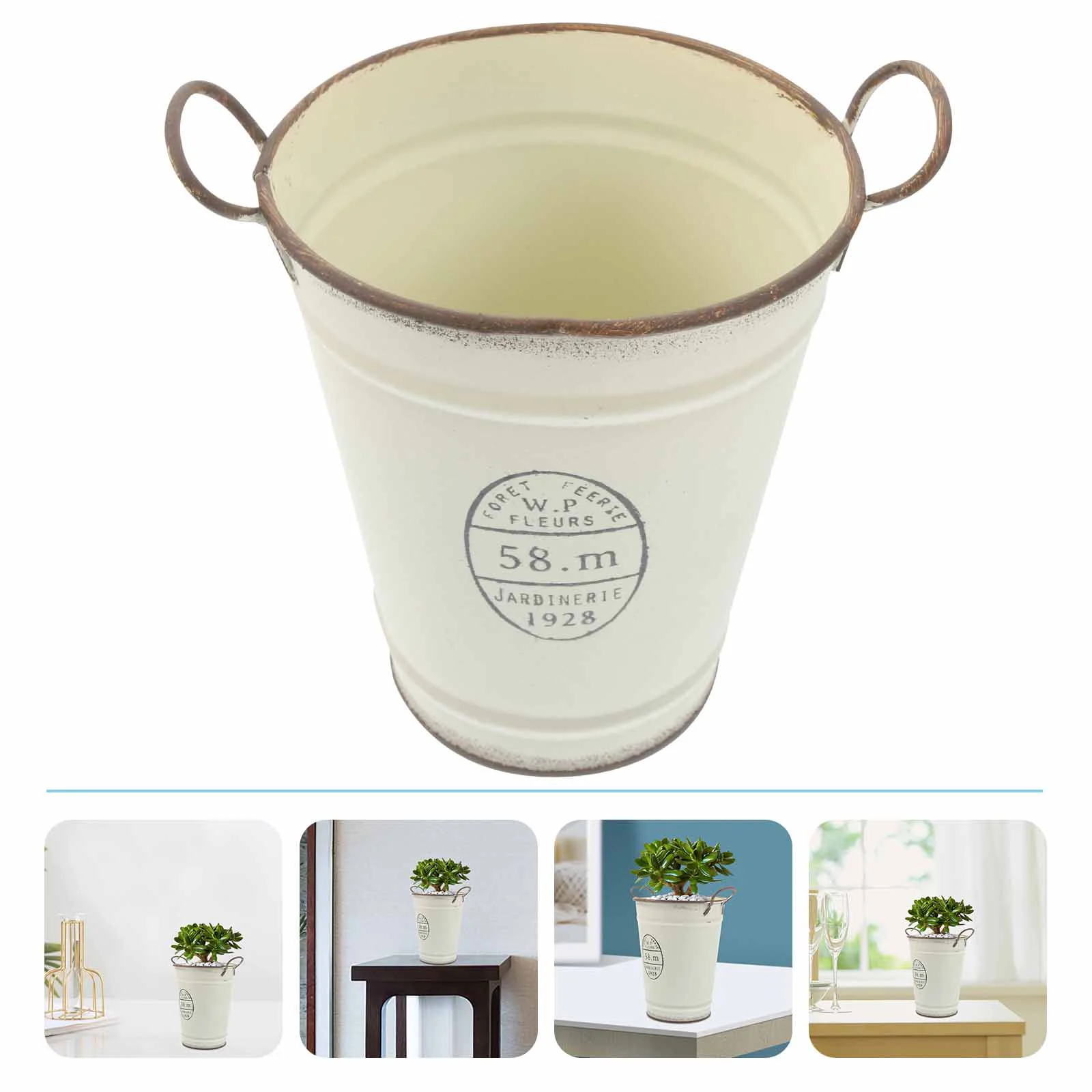 Decor Round Iron Sheet Flower Bucket Plant Pot Planting Vintage French Flowerpot White Container
Decor Round Iron Sheet Flower Bucket Plant Pot Planting Vintage French Flowerpot White Container