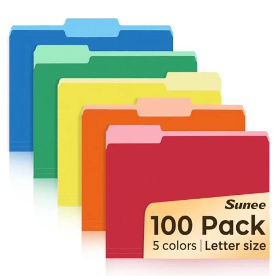 File Folders Letter Size Colors, 100 Pack Manilla Folders 8.5 x 11 1/3-Cut Tabs, Colo File Folders Office Home School for Docum
File Folders Letter Size Colors, 100 Pack Manilla Folders 8.5 x 11 1/3-Cut Tabs, Colo File Folders Office Home School for Docum