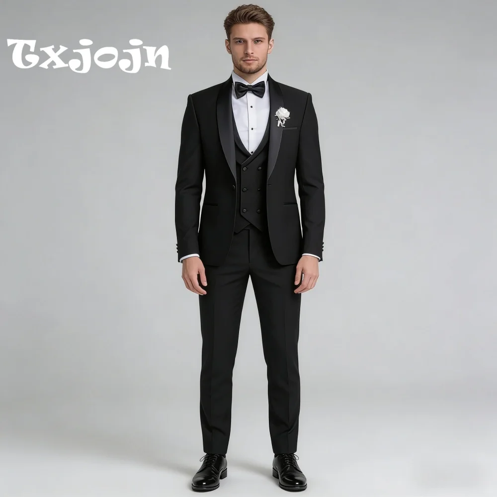 Black Shawl Lapel For Men Prom Formal Single Breasted 3PCS Suit Best Man Suit Set Jacket Vest Pants Prom Occasion Customized
Black Shawl Lapel For Men Prom Formal Single Breasted 3PCS Suit Best Man Suit Set Jacket Vest Pants Prom Occasion Customized
