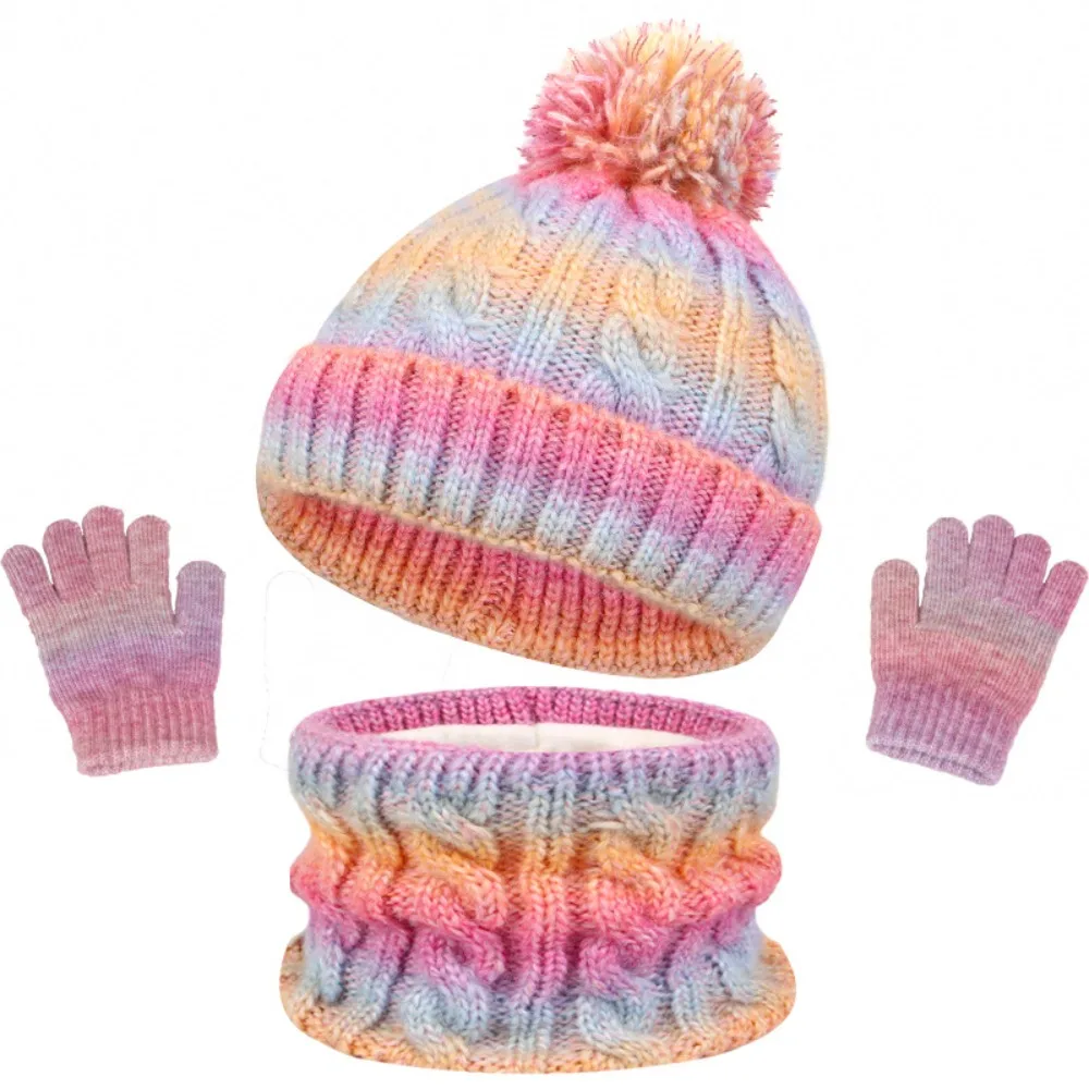 3pcs Outdoor Children's Hat Scarf Gloves Set Warm Gradient Color Toddler Bonnet Windproof Thicken Pompom Knitted Hats Winter
3pcs Outdoor Children's Hat Scarf Gloves Set Warm Gradient Color Toddler Bonnet Windproof Thicken Pompom Knitted Hats Winter
