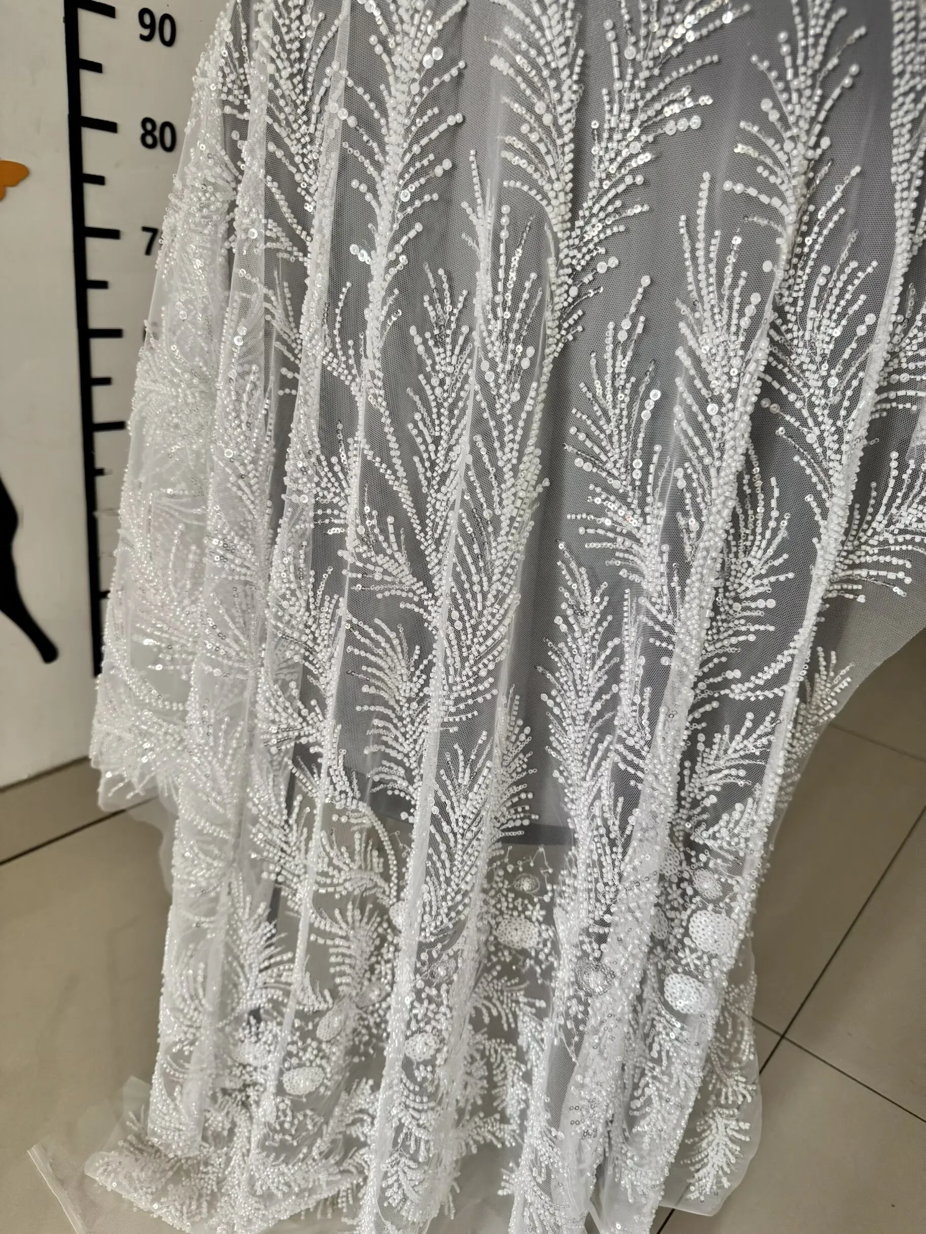 Luxury Lace Fabric with White Embroidered Beading Pearls Sequin French Design Custom Wedding Dress DIY Bridal Gown Material
Luxury Lace Fabric with White Embroidered Beading Pearls Sequin French Design Custom Wedding Dress DIY Bridal Gown Material