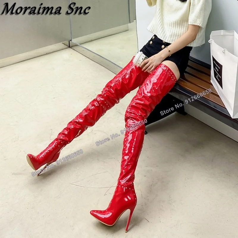Moraima Snc Black Rivet Side Zipper Boots Solid Thigh High Women Boots Stilettos High Heel Over the Knee Boots Shoes on Heels
Moraima Snc Black Rivet Side Zipper Boots Solid Thigh High Women Boots Stilettos High Heel Over the Knee Boots Shoes on Heels