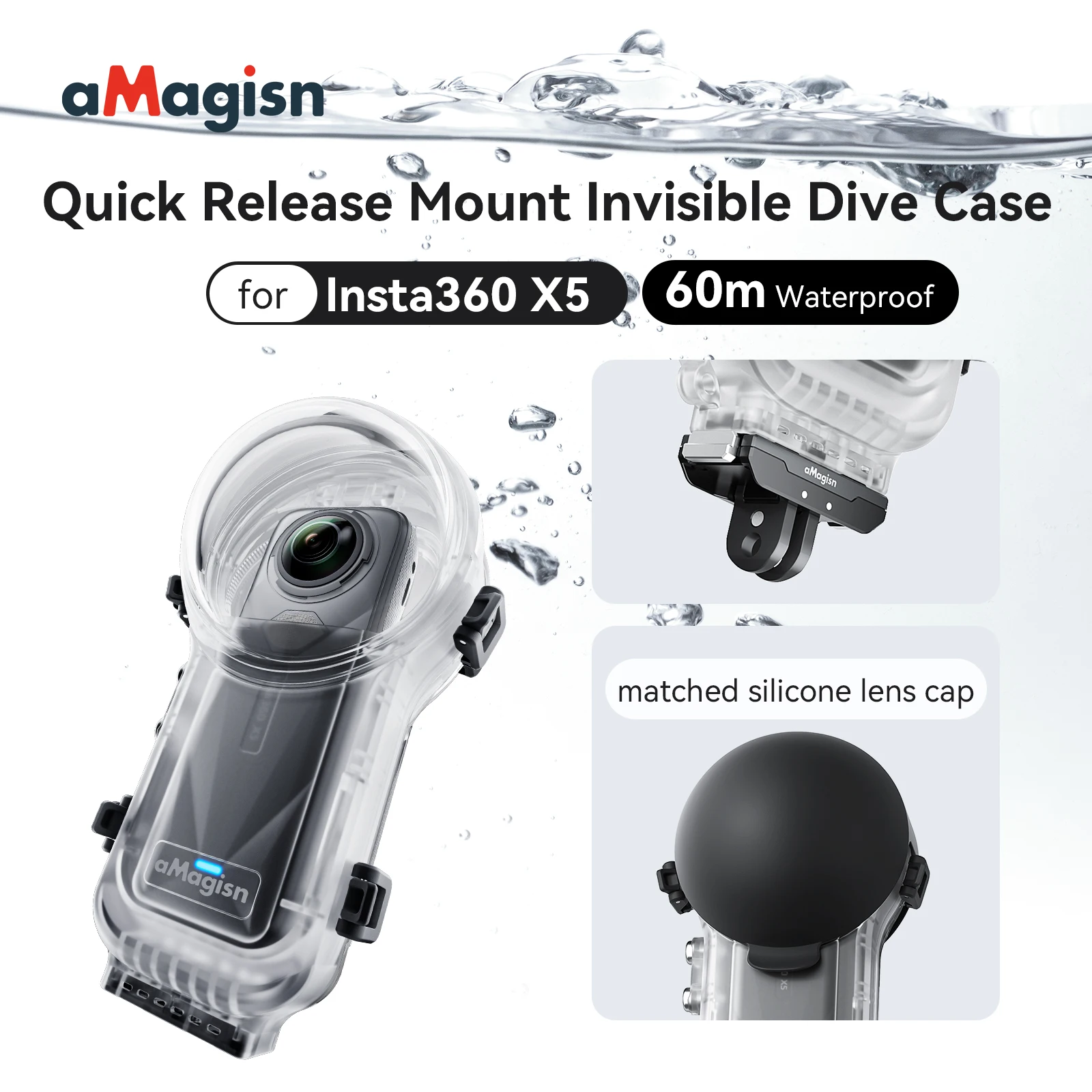 For Insta360 X5 Quick Release Full Stealth Dive Case 60m Deep Waterproof Accessories
For Insta360 X5 Quick Release Full Stealth Dive Case 60m Deep Waterproof Accessories