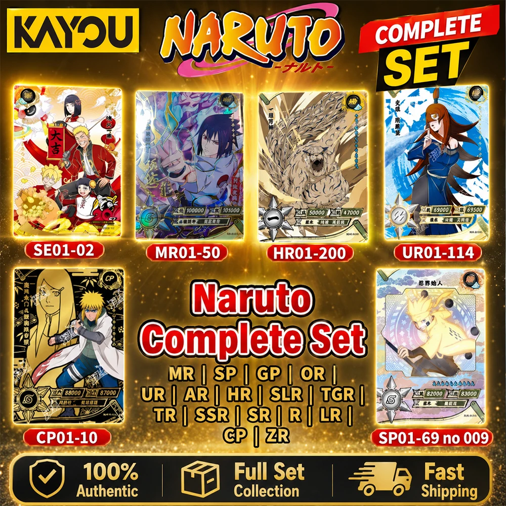 Complete Set Kayou Genuine Naruto Card SE\MR\SP\UR\OR\AR\SLR\CP\LR\ZR Full Series Anime TCG Collection Flash Cards Toy Gifts
Complete Set Kayou Genuine Naruto Card SE\MR\SP\UR\OR\AR\SLR\CP\LR\ZR Full Series Anime TCG Collection Flash Cards Toy Gifts