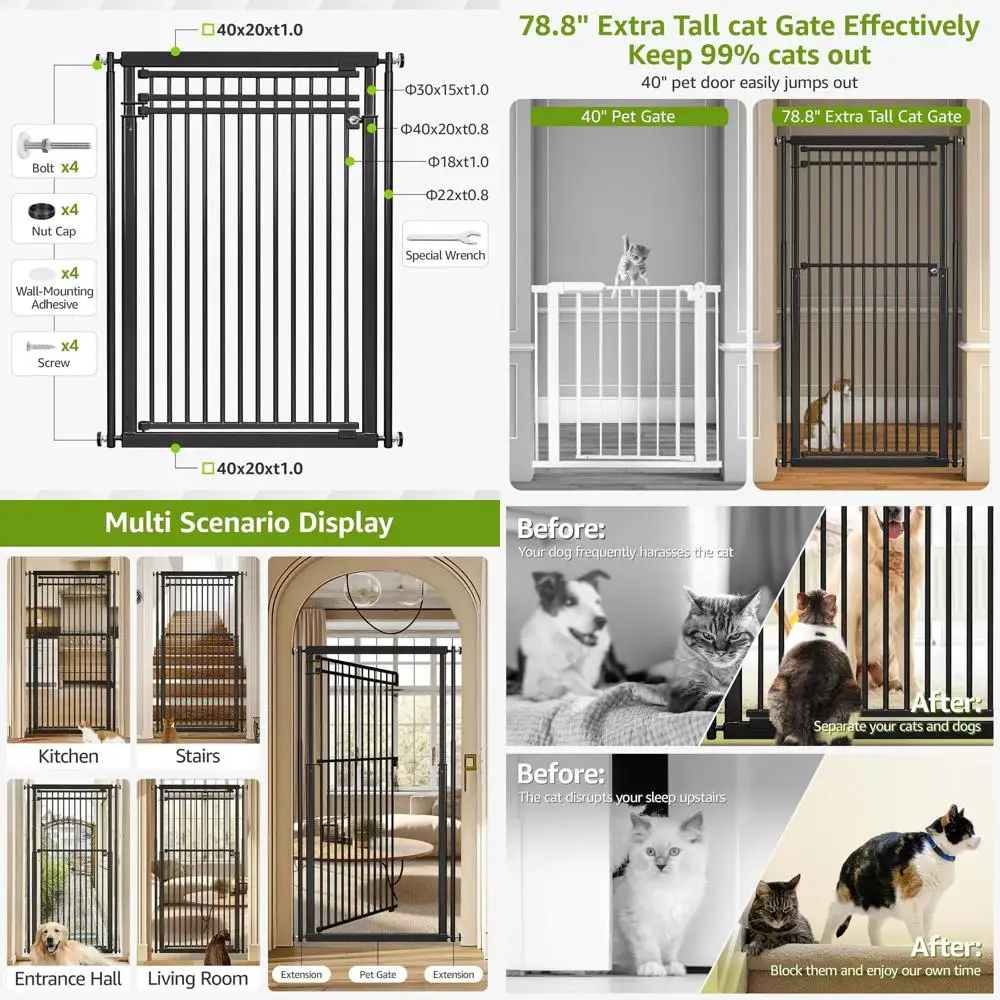 Очень высокие ворота для кошек 78,8 дюйма, безопасная металлическая дверь для кошек шириной 28,3-33 дюйма, легко прогулочные ворота для домашних животных с дверцей для лестниц
Очень высокие ворота для кошек 78,8 дюйма, безопасная металлическая дверь для кошек шириной 28,3-33 дюйма, легко прогулочные ворота для домашних животных с дверцей для лестниц