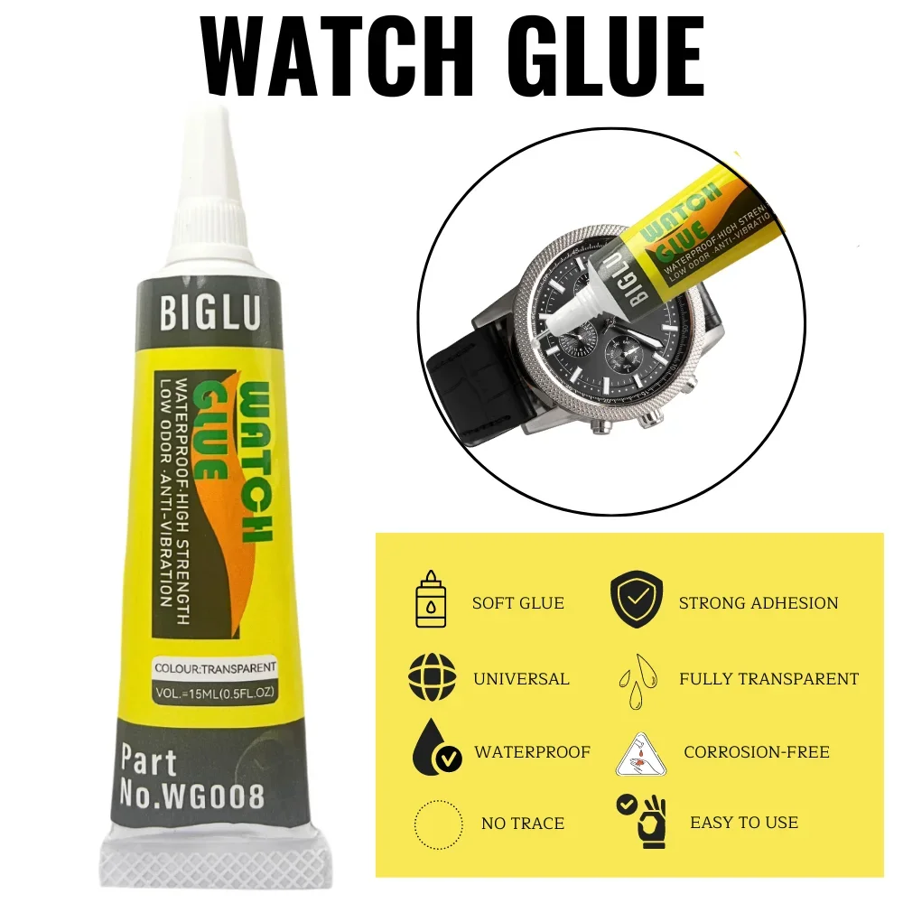 Smart Watch Repair Glue BIGLU 15ml Transparent Soft Waterproof Universal DIY Adhesive Glass Cover Seal Metal Frame Jewelry Glue
Smart Watch Repair Glue BIGLU 15ml Transparent Soft Waterproof Universal DIY Adhesive Glass Cover Seal Metal Frame Jewelry Glue