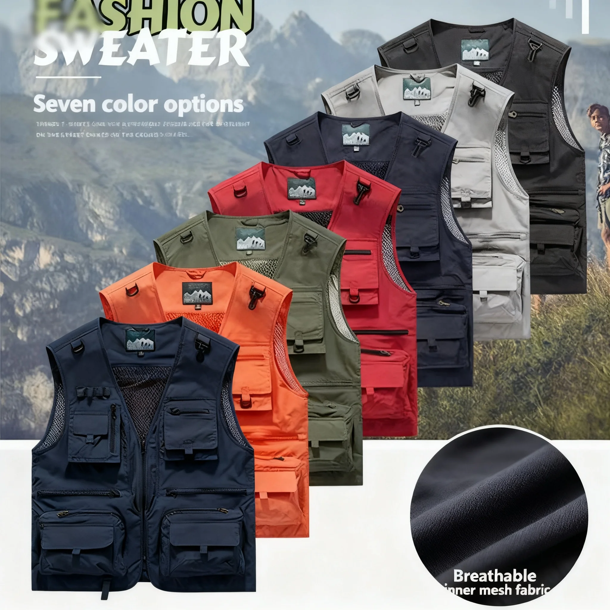 Новинка 2023 года, мужской жилет для отдыха, однотонный жилет в стиле инструментов, тонкий жилет для рыбалки и пешего туризма, повседневный свободный жилет с несколькими карманами для мужчин
Новинка 2023 года, мужской жилет для отдыха, однотонный жилет в стиле инструментов, тонкий жилет для рыбалки и пешего туризма, повседневный свободный жилет с несколькими карманами для мужчин