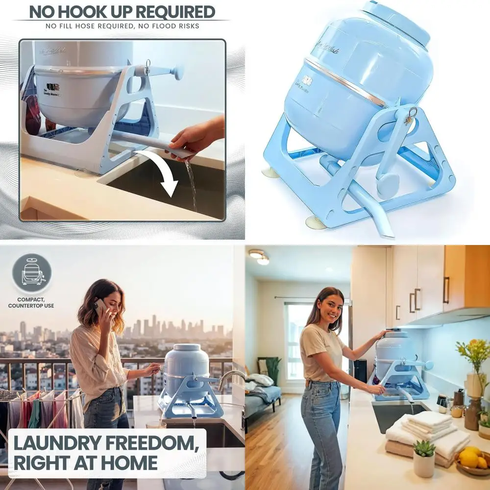 Portable Hand-Crank Clothes Washer: Retro-Style, Compact Design for On-the-Go Laundry in Blue
Portable Hand-Crank Clothes Washer: Retro-Style, Compact Design for On-the-Go Laundry in Blue