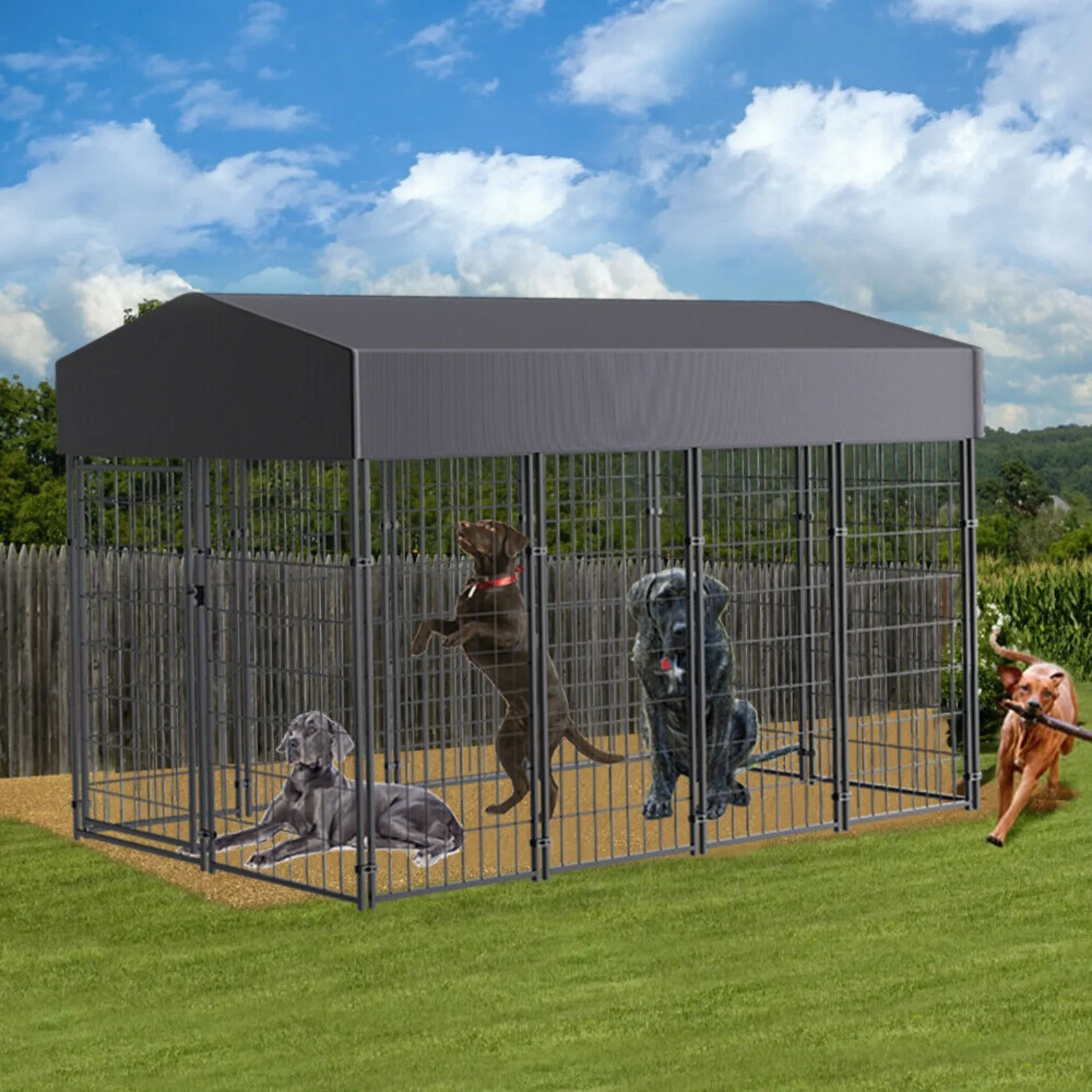 US Giant Tall Uptown Welded Outdoor Dog Kennel Playpen, Pet Animal Run Crate W/Roof
US Giant Tall Uptown Welded Outdoor Dog Kennel Playpen, Pet Animal Run Crate W/Roof