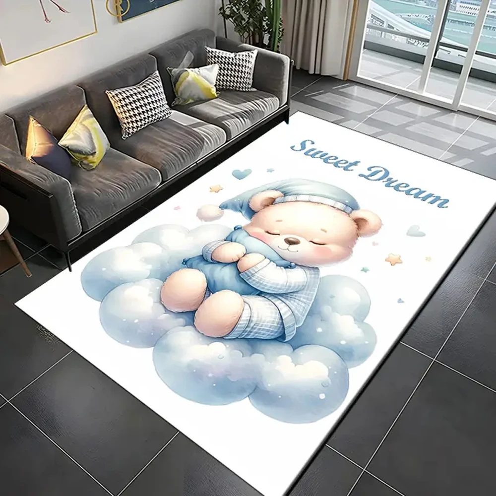 Cute Bear Print Area Rug Flannel Washable Floor Mat for Kids Bedroom Nursery Living Room Cartoon Cloud Star Theme Home Decor
Cute Bear Print Area Rug Flannel Washable Floor Mat for Kids Bedroom Nursery Living Room Cartoon Cloud Star Theme Home Decor