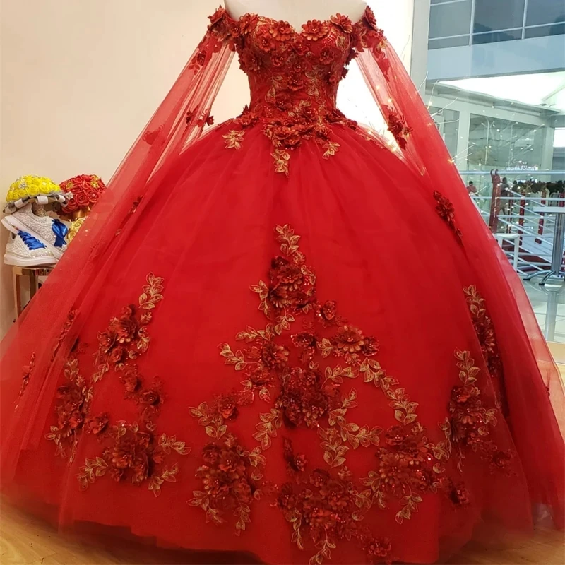 Red Quinceanera Dresses Beading Party Elegant Off the Shoulder Evening Prom Dress for Women Tulle Applique Lace With Cape Ball
Red Quinceanera Dresses Beading Party Elegant Off the Shoulder Evening Prom Dress for Women Tulle Applique Lace With Cape Ball