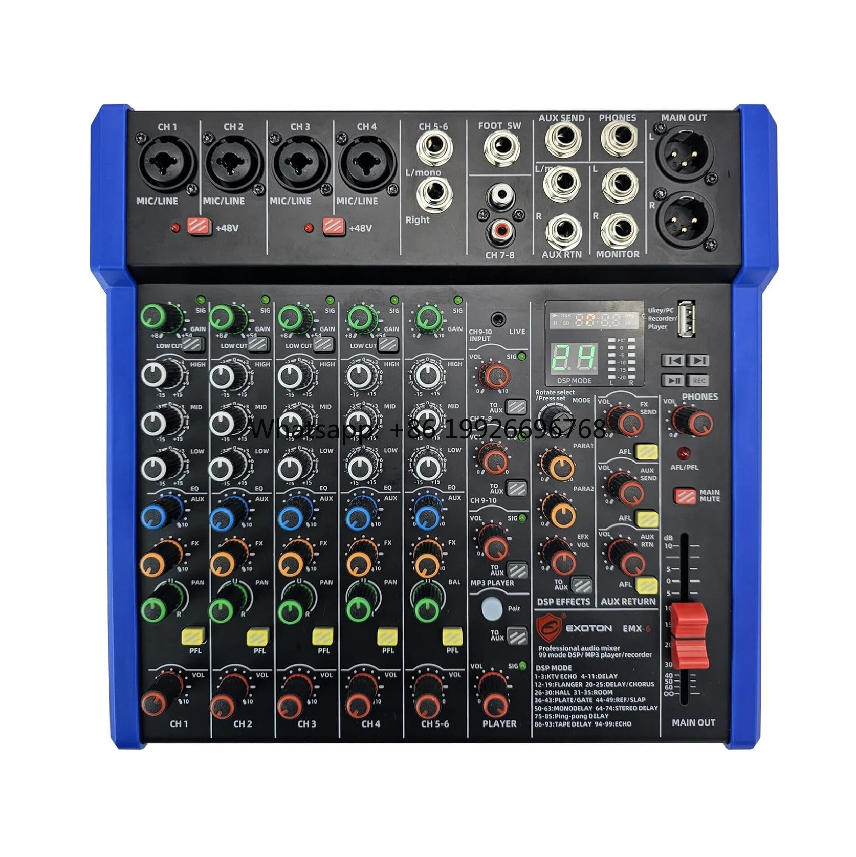 Brand New 6-Channel USB MP3 48V Phantom Power Mixer Professional Audio for Live Performances and DJ Use Made of Metal Plastic
Brand New 6-Channel USB MP3 48V Phantom Power Mixer Professional Audio for Live Performances and DJ Use Made of Metal Plastic
