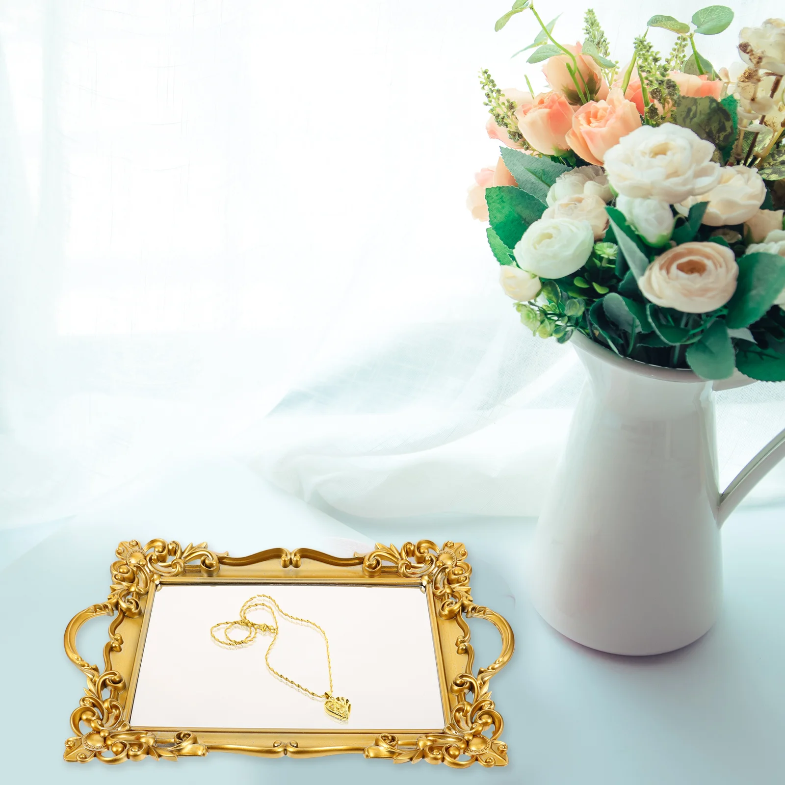 European Style Mirror Tray Retro Gold Plastic Vanity Jewelry Dish For Storage Decor Home Bedroom Kitchen Tabletop Display
European Style Mirror Tray Retro Gold Plastic Vanity Jewelry Dish For Storage Decor Home Bedroom Kitchen Tabletop Display
