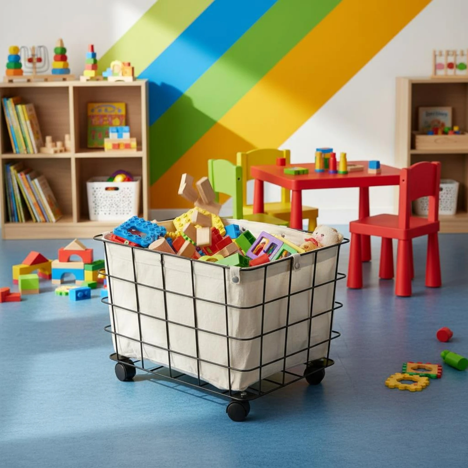Rolling Wire Storage Basket Open Top Wire Rolling Basket Canvas Lined Basket Rectangular Multipurpose for Playroom
Rolling Wire Storage Basket Open Top Wire Rolling Basket Canvas Lined Basket Rectangular Multipurpose for Playroom