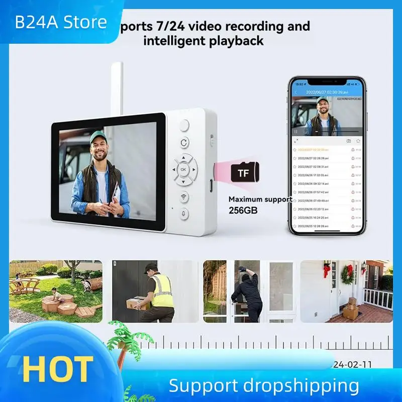 B24A SH054 5-дюймовый экран 4MP 1440P беспроводной Wi-Fi дверной звонок 120 градусов широкоугольный видеодомофон визуальный дверной просмотрщик камера
B24A SH054 5-дюймовый экран 4MP 1440P беспроводной Wi-Fi дверной звонок 120 градусов широкоугольный видеодомофон визуальный дверной просмотрщик камера