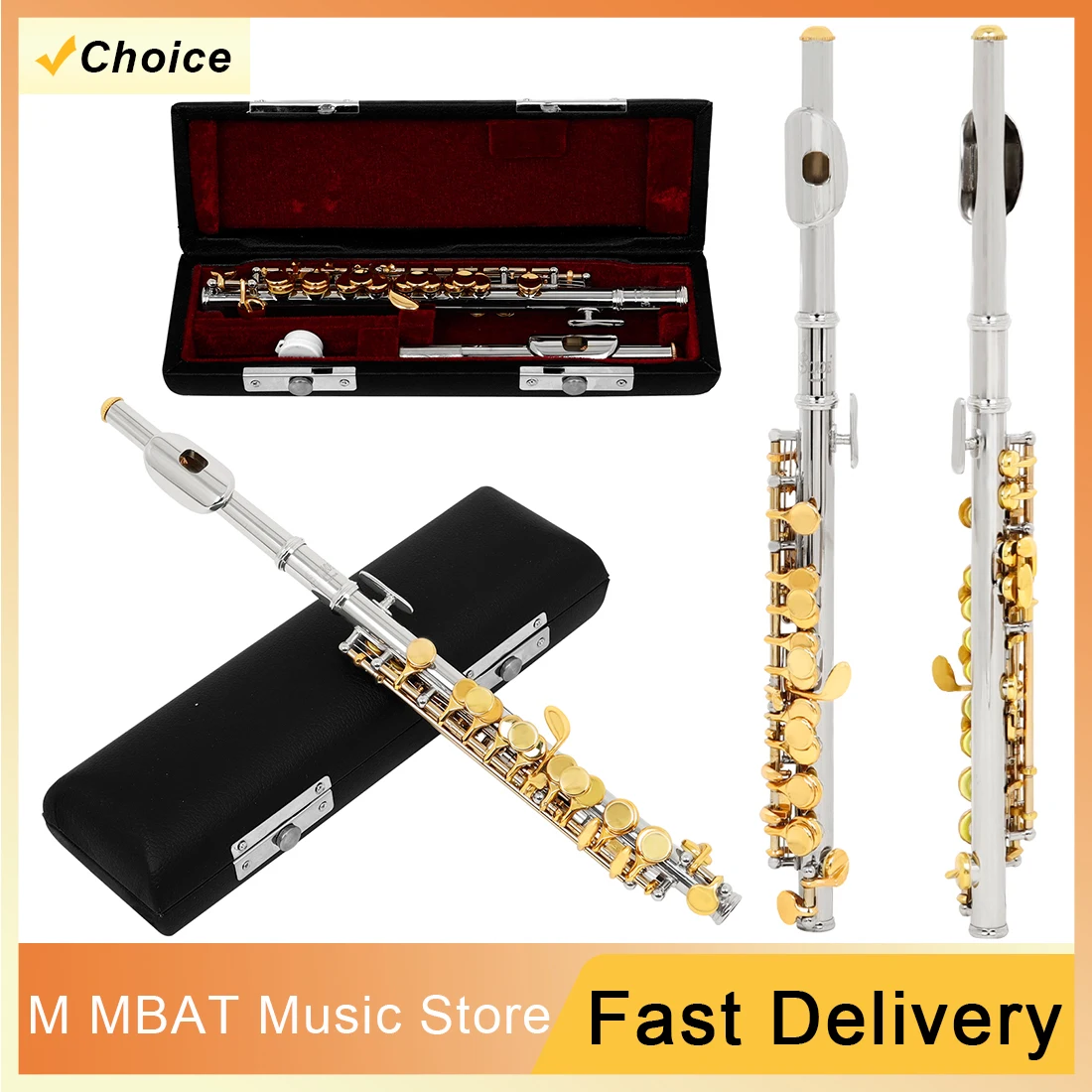 SLADE Piccolo C-tone White Copper Tube Body Silver Gold Key Set Leather Box Professional Flute Player with Cleaning Cloth
SLADE Piccolo C-tone White Copper Tube Body Silver Gold Key Set Leather Box Professional Flute Player with Cleaning Cloth