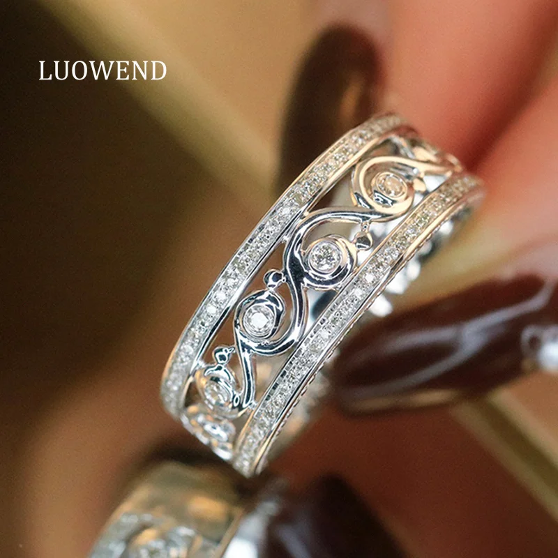 Кольцо LUOWEND из белого золота 18 карат, роскошное обручальное кольцо с натуральным бриллиантом для женщин, свадебное винтажное дизайнерское кольцо с узором, высокие ювелирные изделия
Кольцо LUOWEND из белого золота 18 карат, роскошное обручальное кольцо с натуральным бриллиантом для женщин, свадебное винтажное дизайнерское кольцо с узором, высокие ювелирные изделия