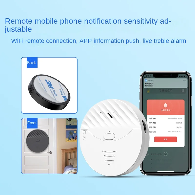 WiFi Vibrating Door Stop Alarm with 130dB Siren and Customizable Tuya Smart App Features
WiFi Vibrating Door Stop Alarm with 130dB Siren and Customizable Tuya Smart App Features