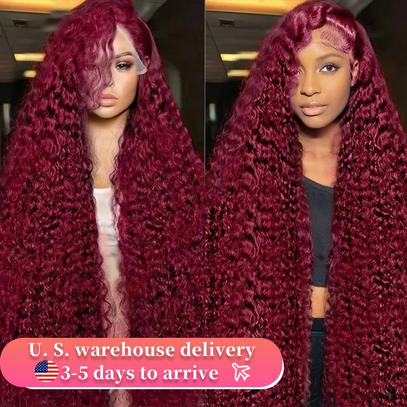 High Density 30 40 Inch 99J Burgundy Deep Wave 13x4 Lace Front Human Hair Wig 13x6 Lace Frontal Red Color Curly Wigs For Women
High Density 30 40 Inch 99J Burgundy Deep Wave 13x4 Lace Front Human Hair Wig 13x6 Lace Frontal Red Color Curly Wigs For Women