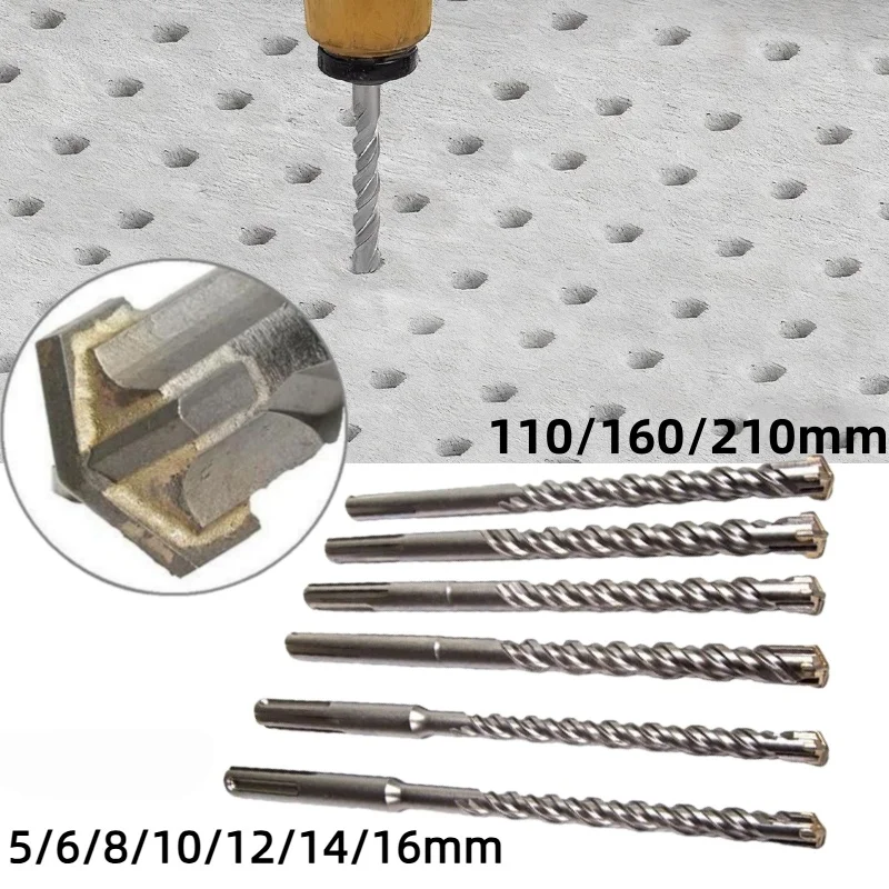110/160/210mm SDS Plus Drill Bits 5/6/8/10/12/14/16mm Cross Type Tungsten Steel Alloy for Masonry Concrete Rock Stone Drill Bit
110/160/210mm SDS Plus Drill Bits 5/6/8/10/12/14/16mm Cross Type Tungsten Steel Alloy for Masonry Concrete Rock Stone Drill Bit
