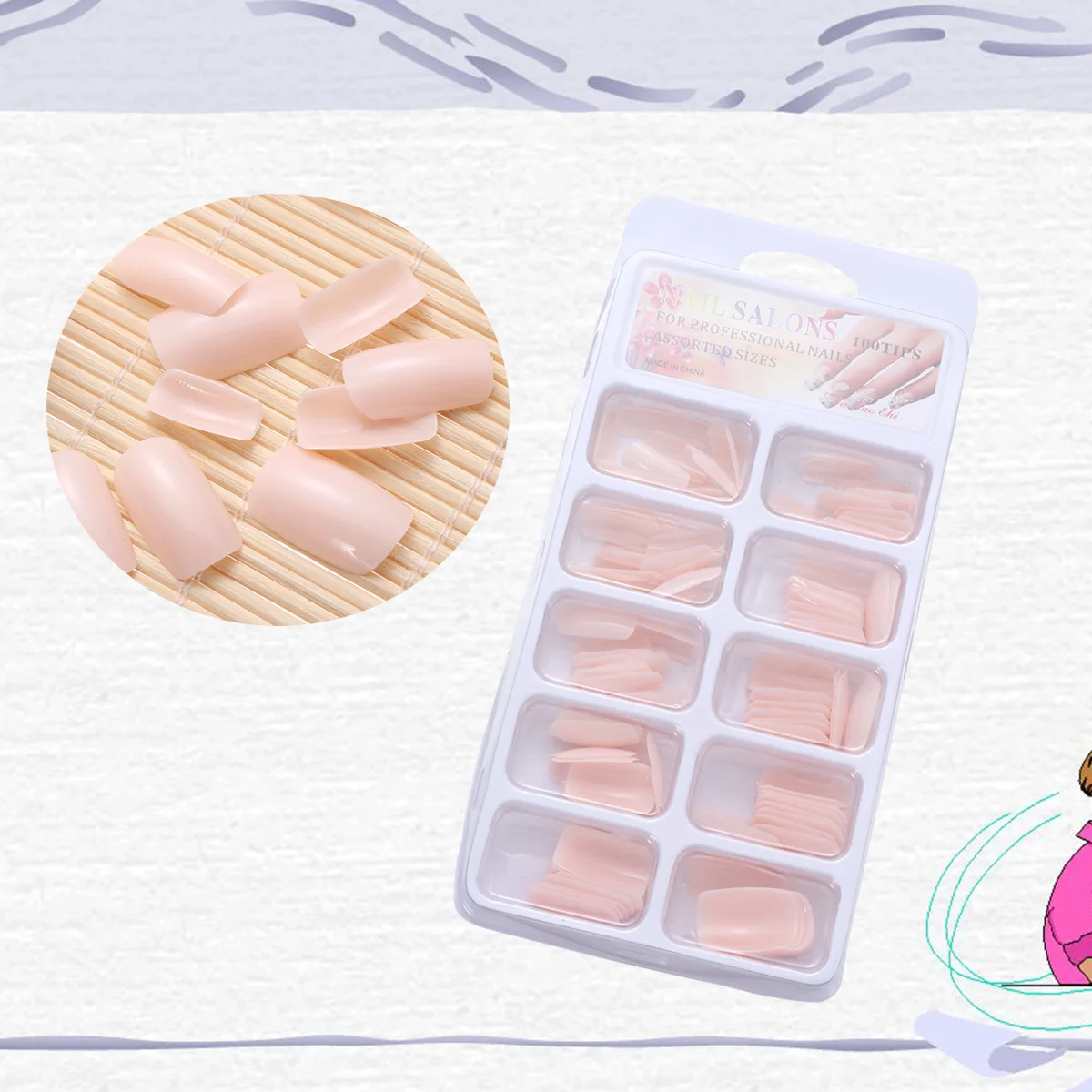 100PCS Nail Tips Artificial False Fake Nails Tips Nail Art Supplies for Nail Salons and DIY Nail Art (Pink)
100PCS Nail Tips Artificial False Fake Nails Tips Nail Art Supplies for Nail Salons and DIY Nail Art (Pink)